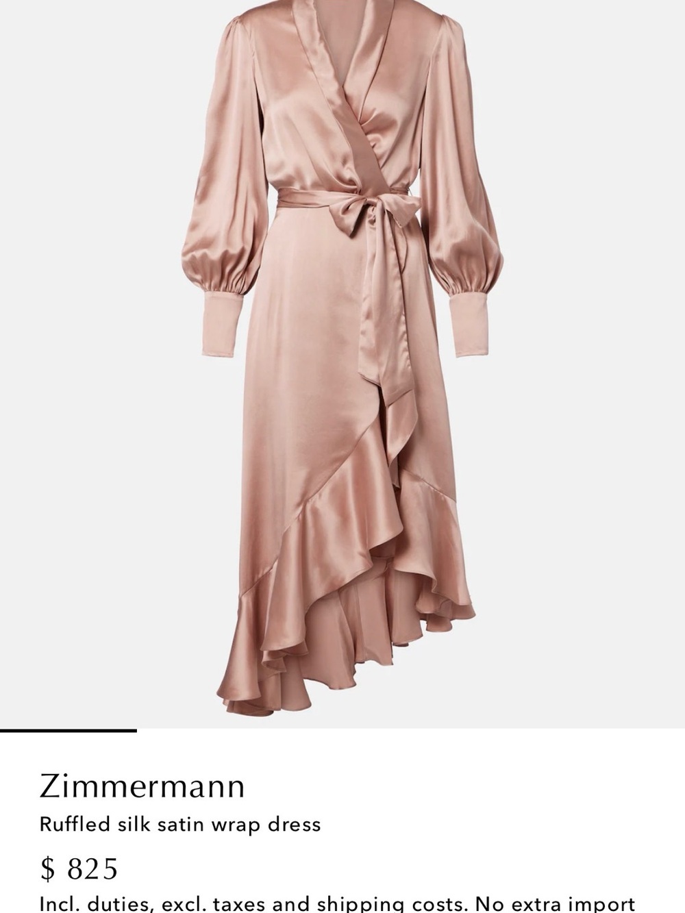 Zimmermann Satin Wrap Midi Dress in Dusty Rose